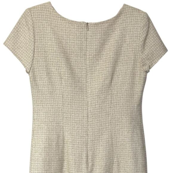 1990s Vintage Tweed Mini Dress Short Sleeve Ribbon & Bow Size 6 Coquette Girl - Picture 5 of 13